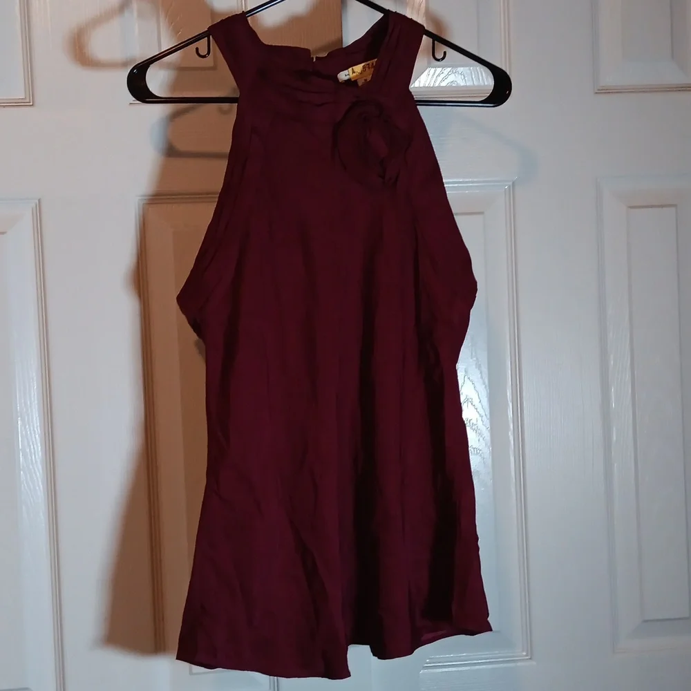Banana Republic Silk Sleeveless Rose Blouse in Burgundy - M - Picture 1 of 5